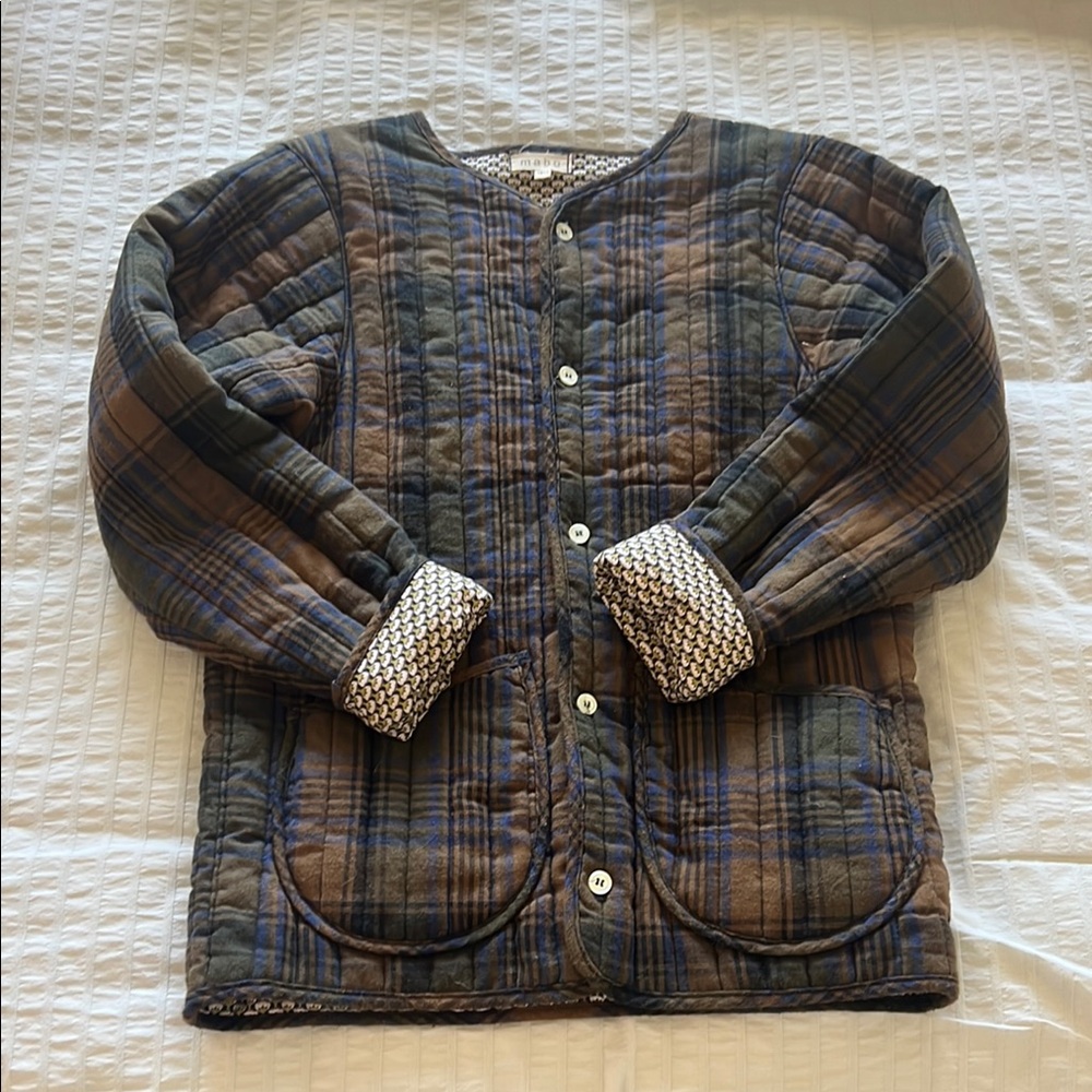 Plaid Quilted Jacket with Button Closure